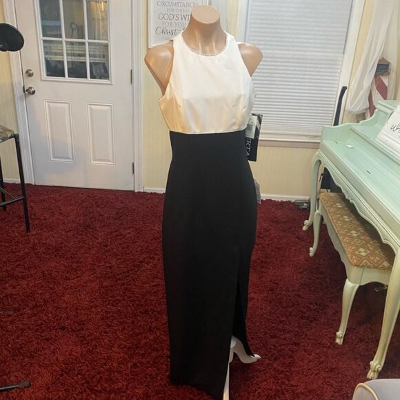 Elegant Black and White Sleeveless Dress - Picture 1 of 10